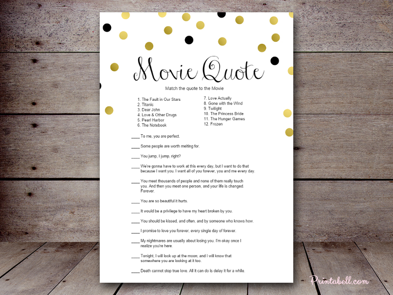 Bridal Movie Quote Game Version 2 – Printabell • Create