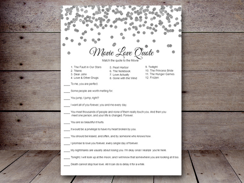 Bridal Movie Quote Game Version 2 Printabell Create